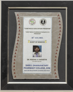 Dr. Nischal certificate by Dhanvantari Pharma