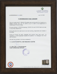 Dr. nischal lilavati hospital certificate